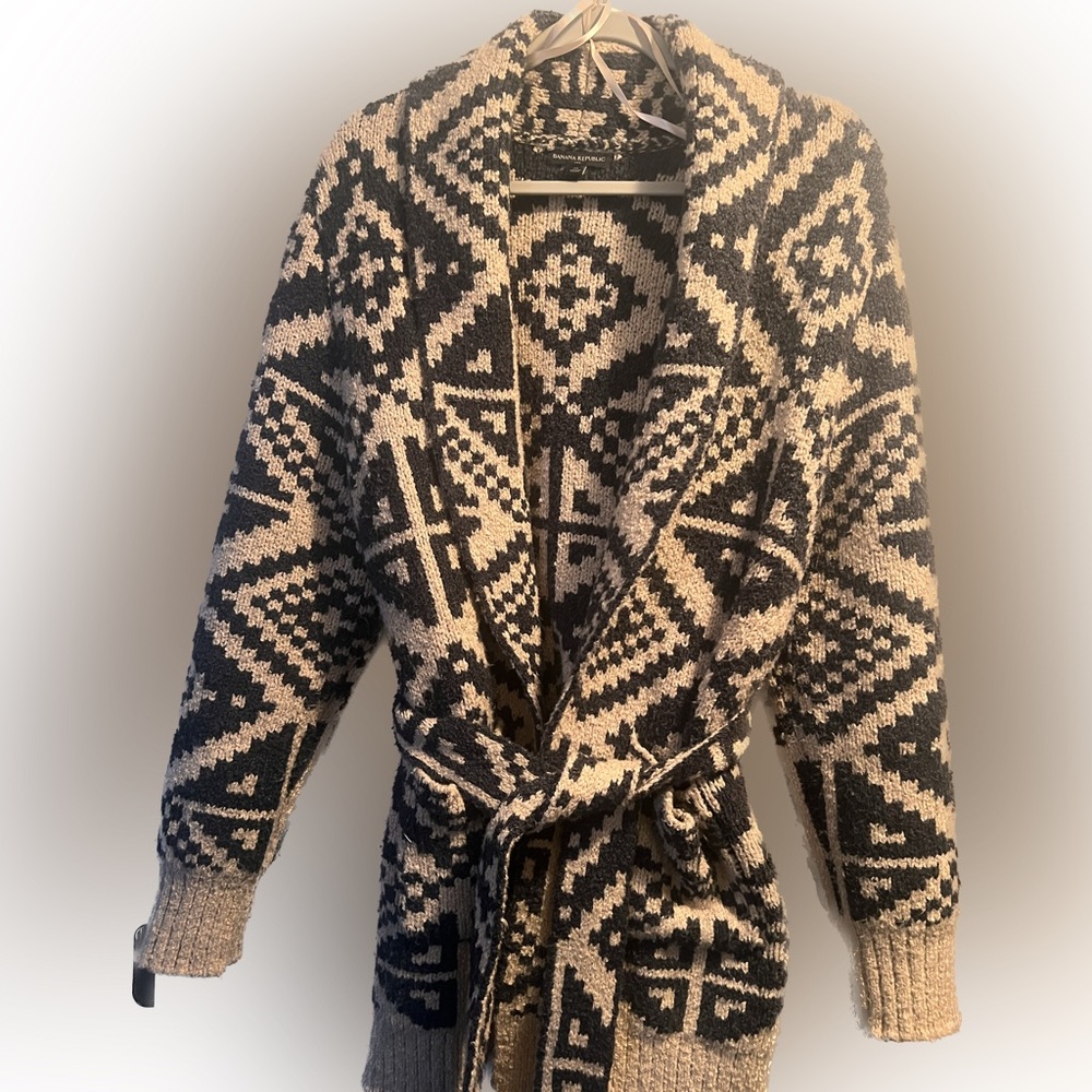 Banana Republic Heritage Jacquard Wool Blend Cardigan
